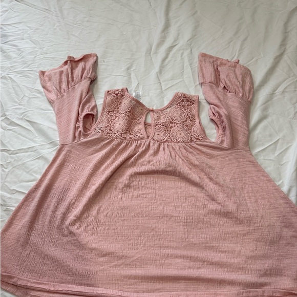 Time and Tru Pink Kids Dress with Lace and Bell Sleeves - Picture 3 of 3